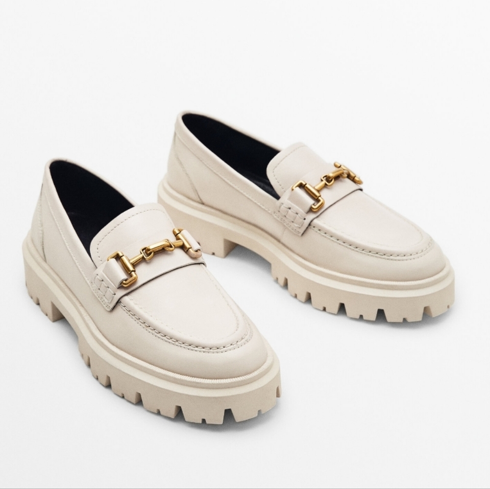 NWT Massimo Dutti LEATHER LOAFERS WITH SUPER TRACK SOLES Size 6.5